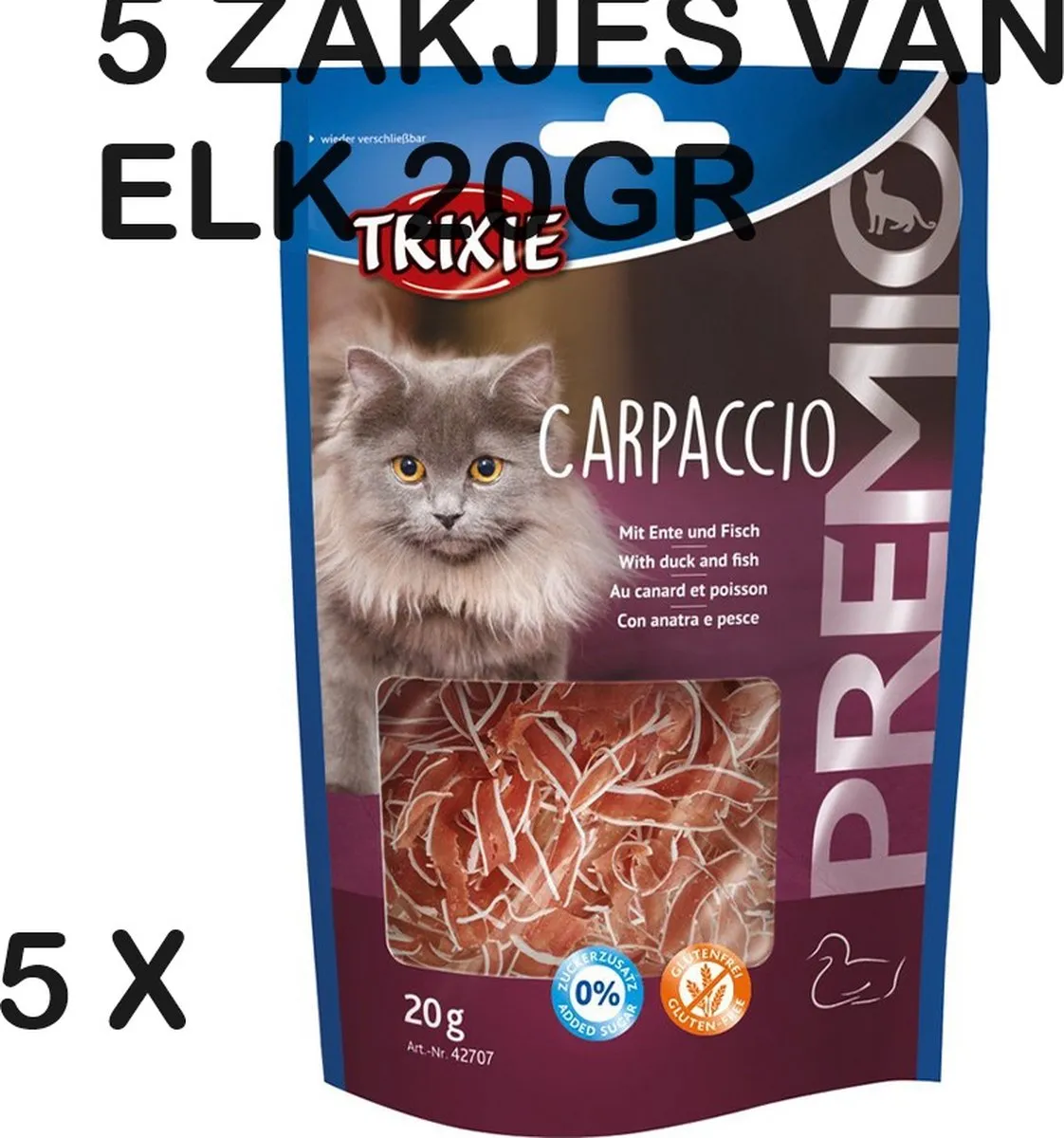 Trixie Kattensnacks CARPACCIO 20g - 5x20g - Eend & Vis