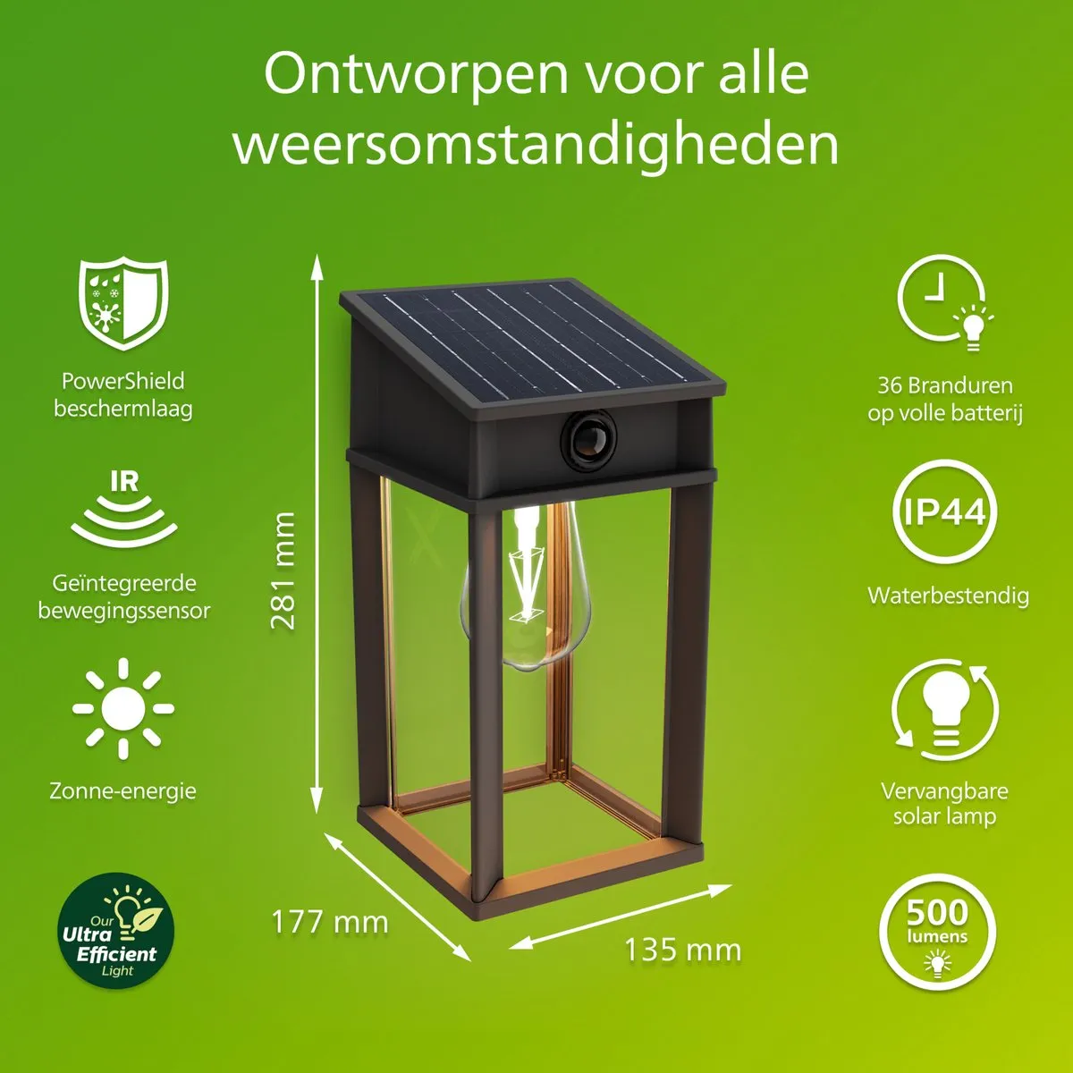 Philips Geri Wandlamp Solar 3.2W - Zwart
