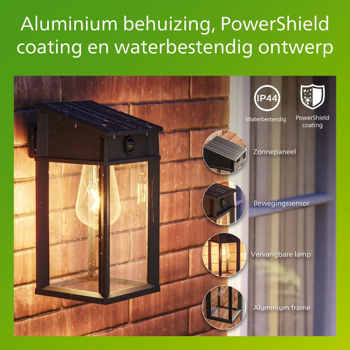 Philips Geri Wandlamp Solar 3.2W - Zwart