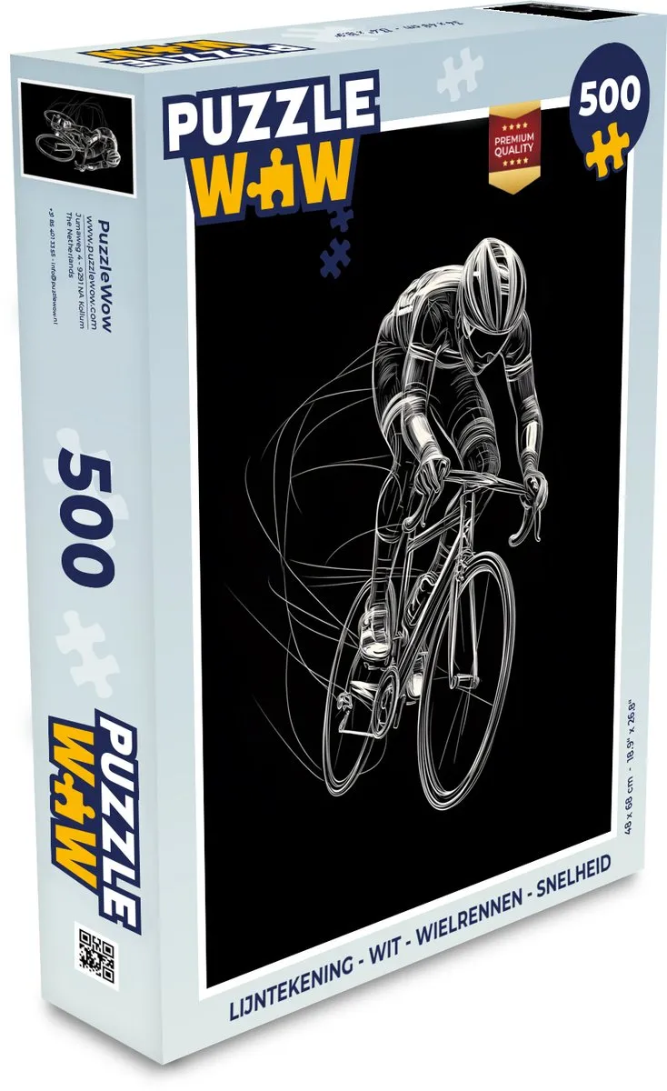 PuzzleWow Wielrenner Legpuzzel 500 Stuks - Wit