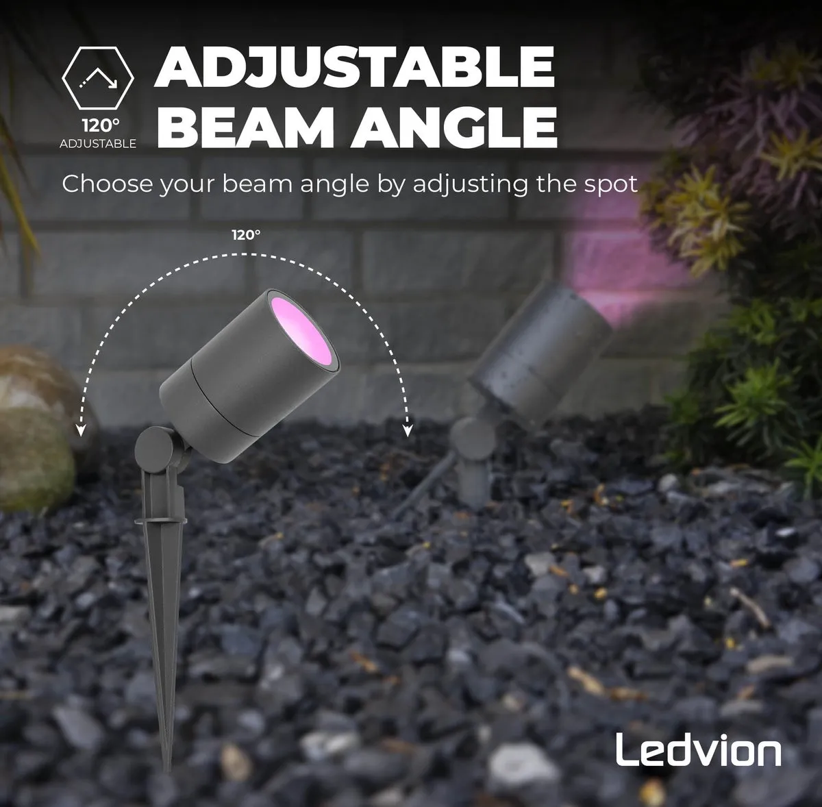 LEDVION SMART Wifi LED Prikspots Antraciet 5W IP65 - afbeelding 6 van 6