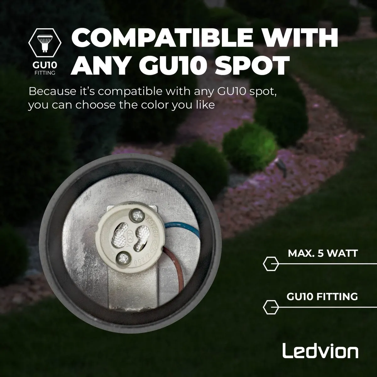 LEDVION SMART Wifi LED Prikspots Antraciet 5W IP65