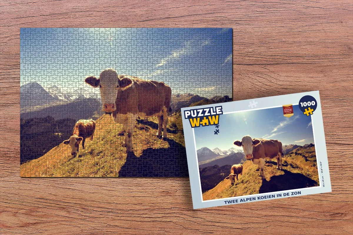 PuzzleWow Alpen Koeien Legpuzzel 1000 Stuks - Multicolor