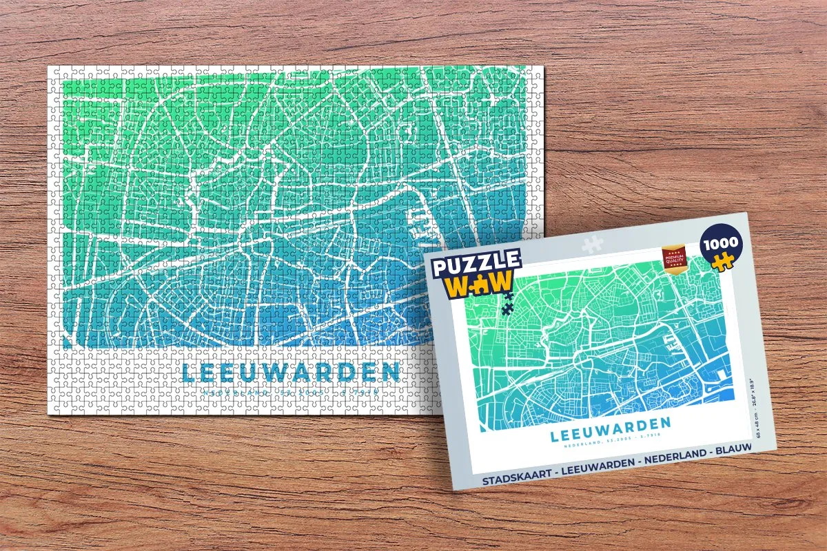 PuzzleWow Leeuwarden Legpuzzel 1000 Stuks - Blauw