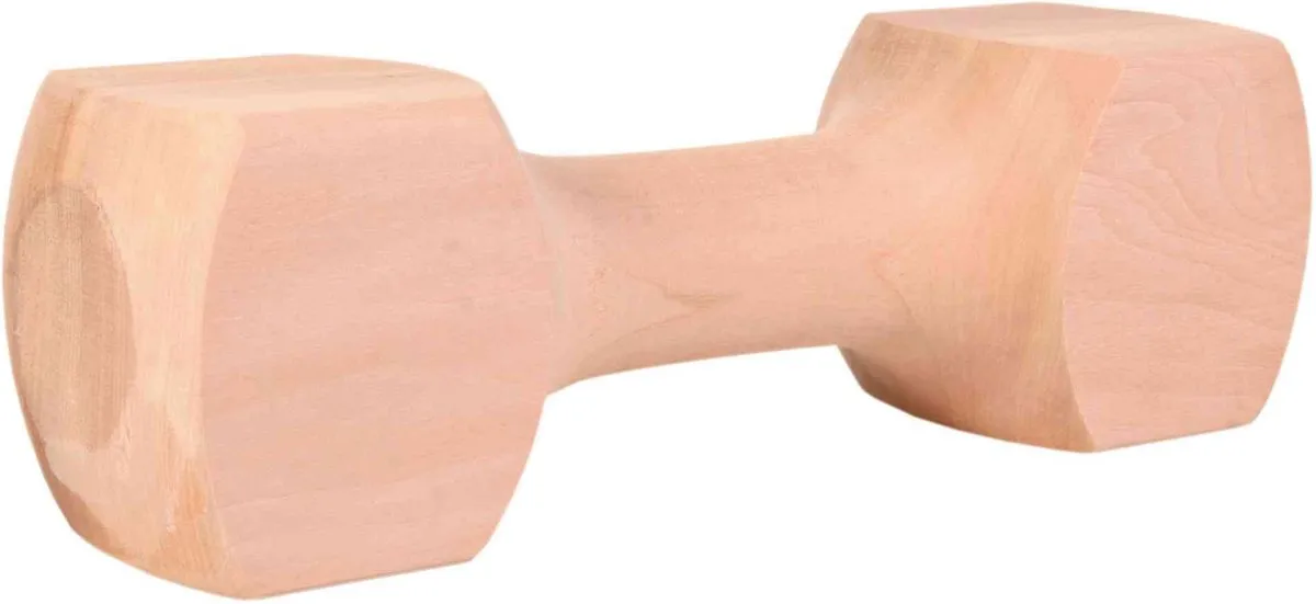 Trixie Houten Apporteerblok Gehoekt 650g - Naturel