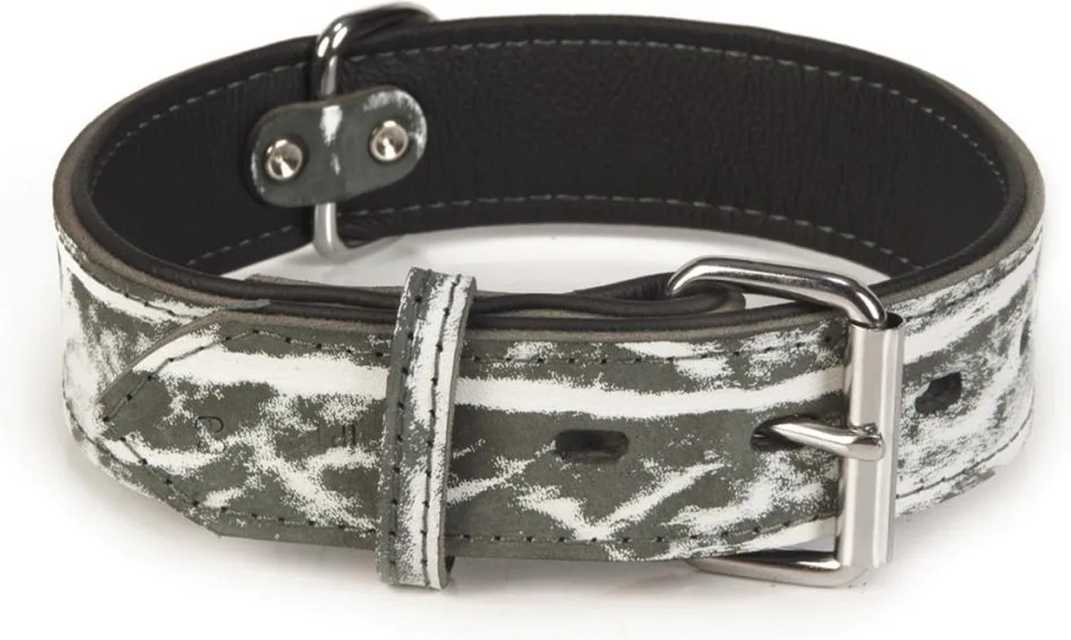 Beeztees Leren Halsband Safari M - Zwart