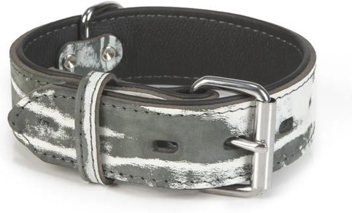 Beeztees Leren Halsband Safari M - Zwart