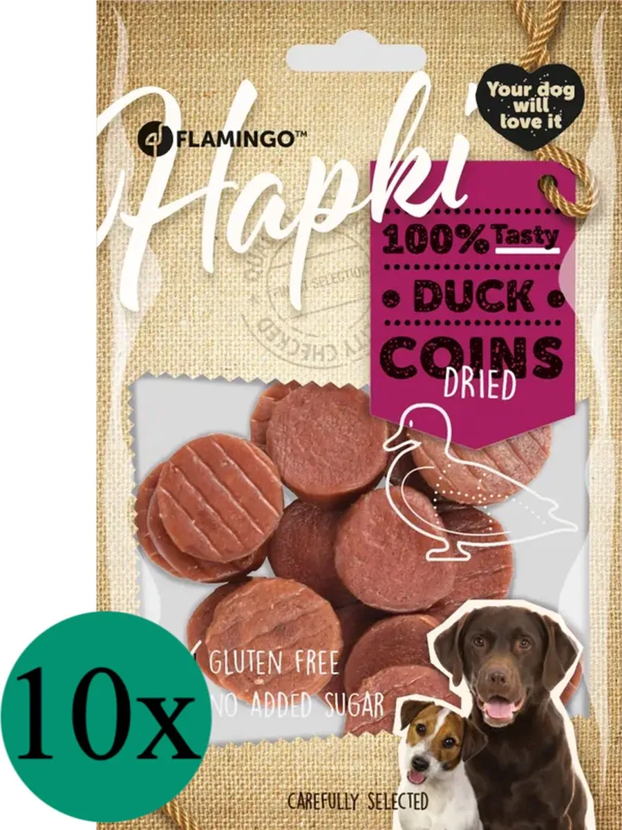 Flamingo Hapki Chips met Eend Hondensnack 10x85g