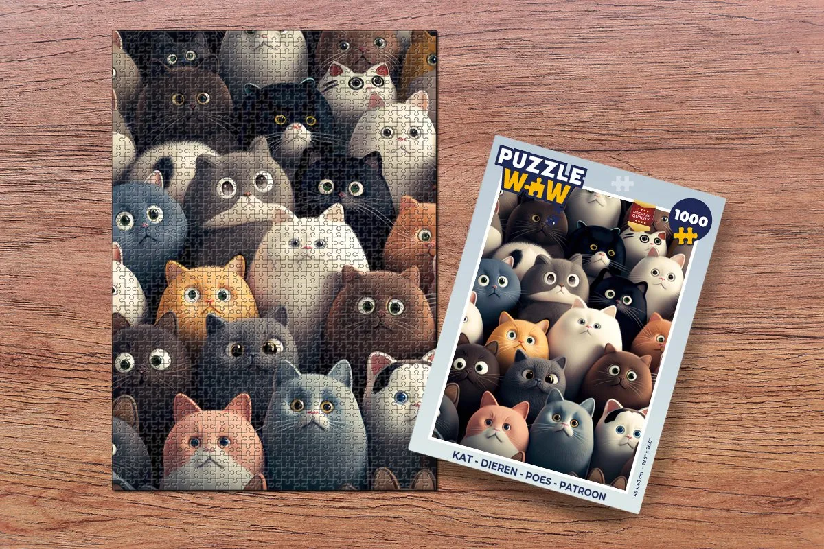 PuzzleWow Dierenpoes Legpuzzel 1000 Stuks - Multicolor