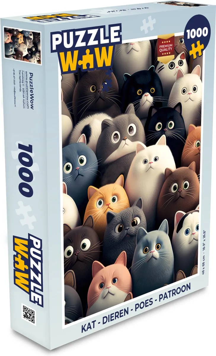 PuzzleWow Dierenpoes Legpuzzel 1000 Stuks