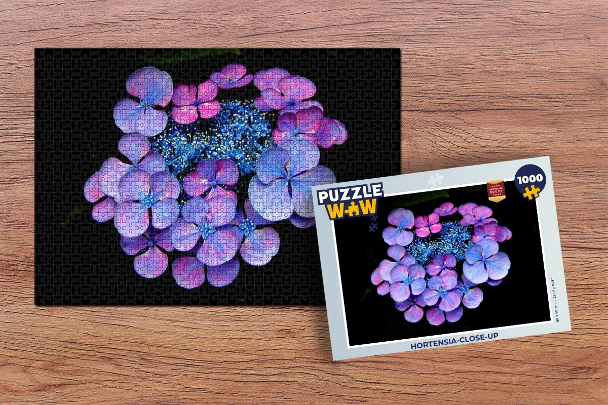PuzzleWow Hortensia-close-up Legpuzzel 1000 Stuks - Multicolor
