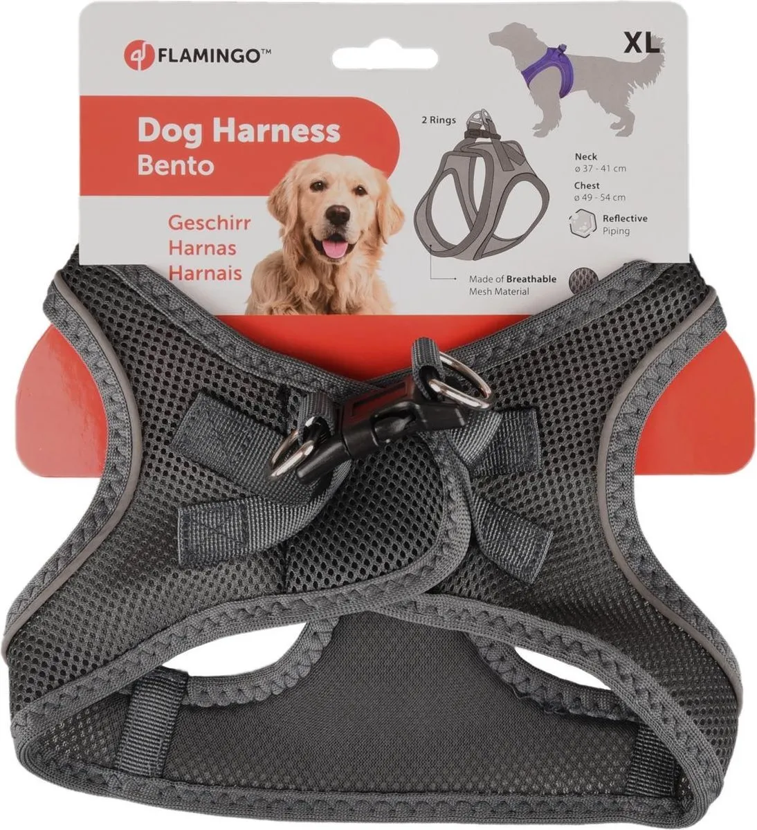 Flamingo Bento Step&go Hondenharnas - Grijs XL - afbeelding 6 van 6