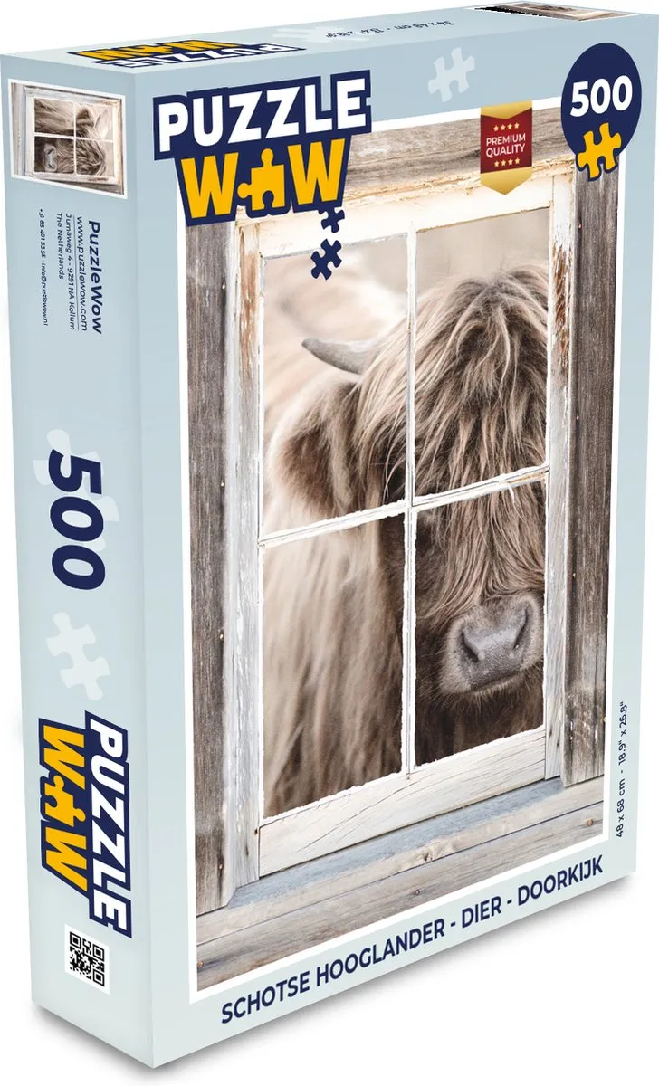 PuzzleWow Schotse Hooglander Legpuzzel 500 Stuks - Multicolor