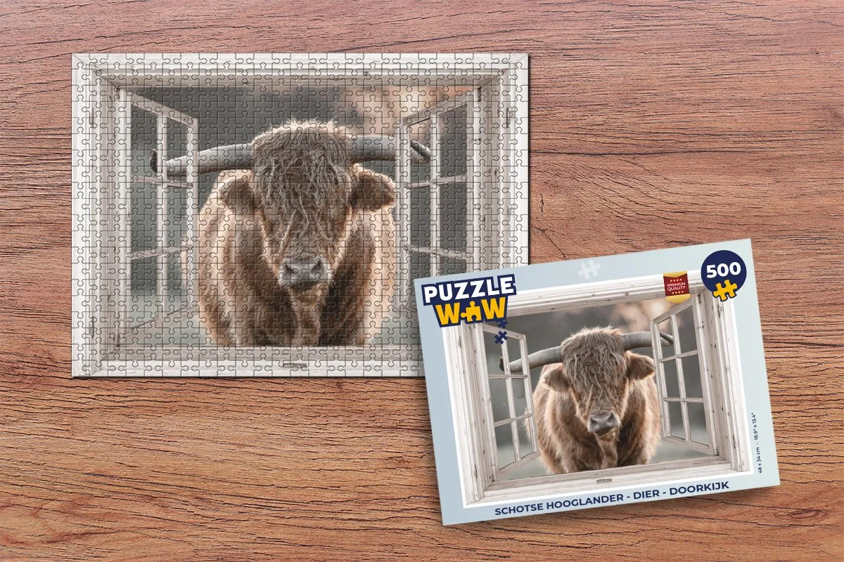 PuzzleWow Schotse Hooglander Legpuzzel 500 Stuks - Multicolor