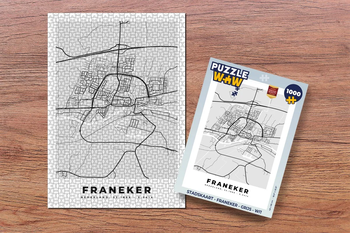 PuzzleWow Franeker Legpuzzel 1000 Stuks - Stadskaart