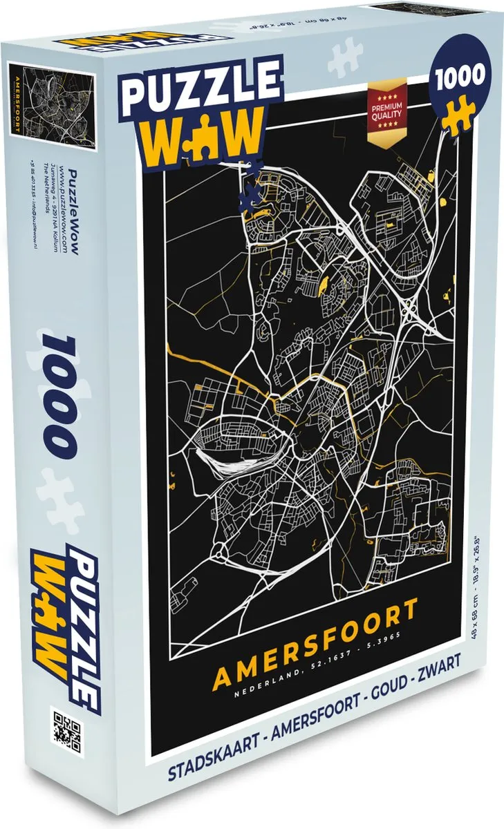 PuzzleWow Stadskaart Amersfoort Legpuzzel 1000 Stuks