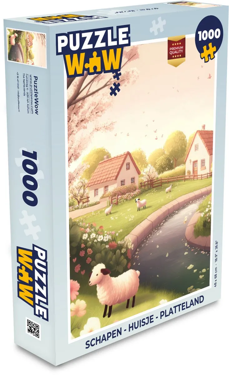 PuzzleWow Platteland Legpuzzel 1000 Stuks - Huisjes