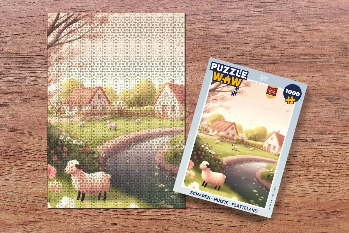 PuzzleWow Platteland Legpuzzel 1000 Stuks - Huisjes