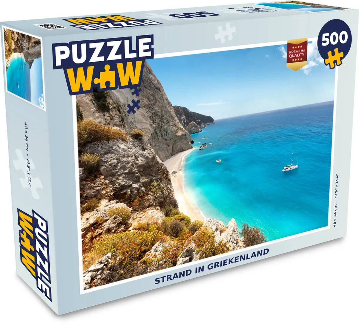 PuzzleWow Griekenland Strand Berg Legpuzzel 500 Stuks