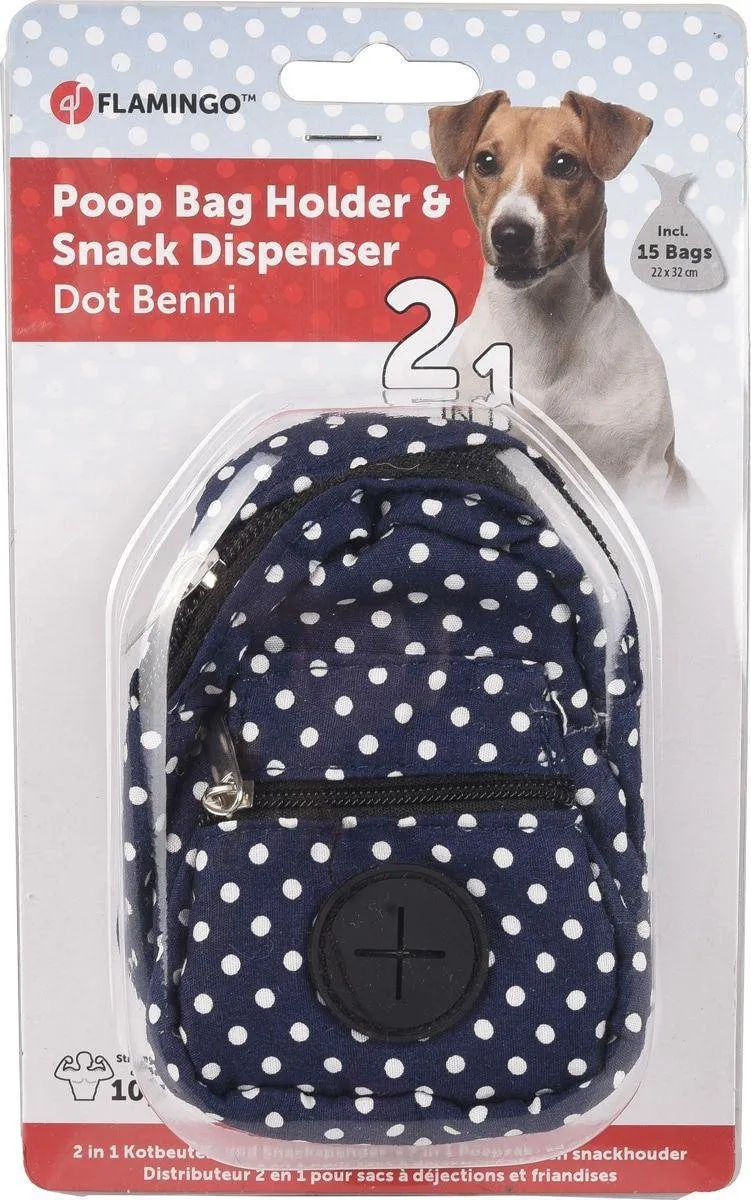 Flamingo Dot Benni Hondenpoepzakhouder - Blauw - 15 Stuks