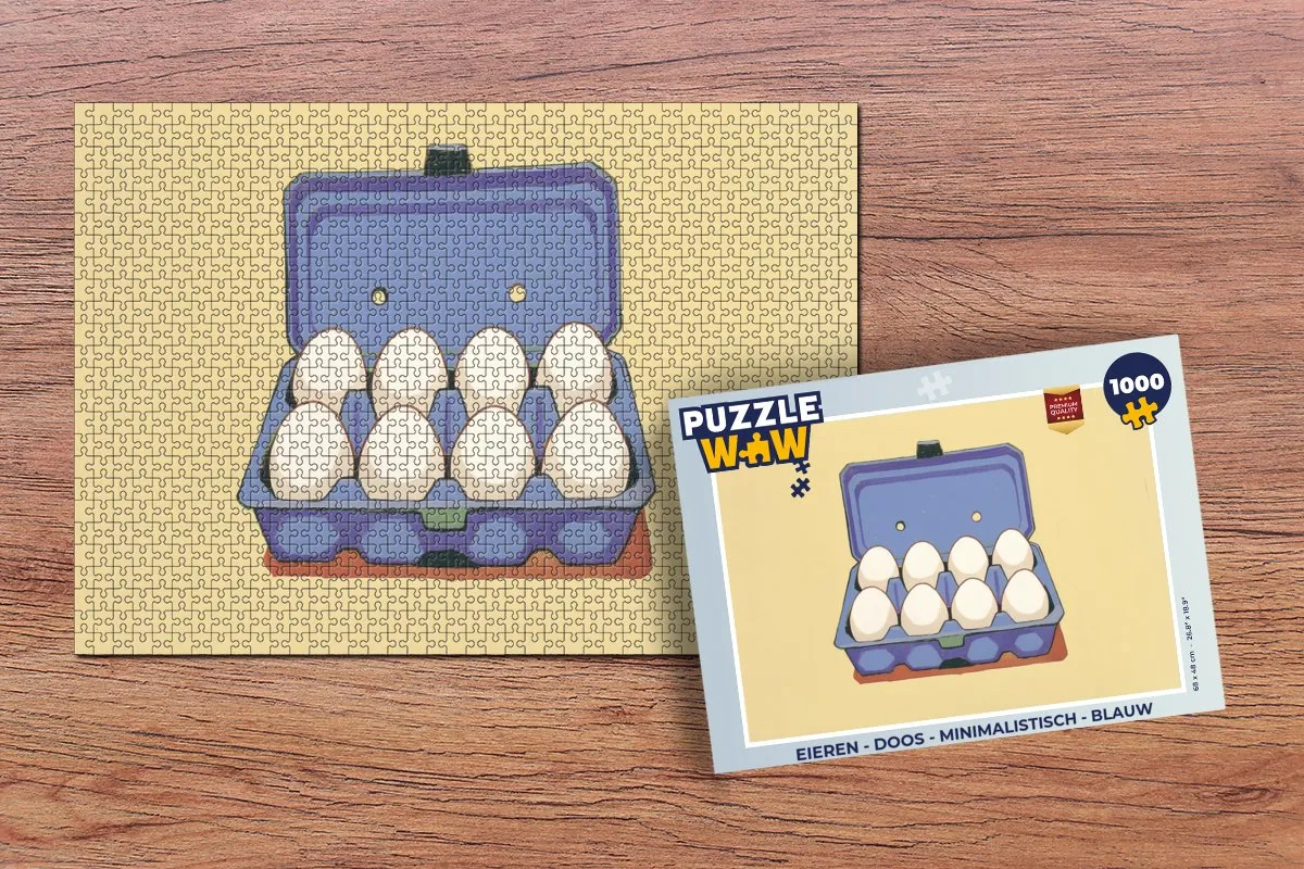 PuzzleWow Minimalistisch Legpuzzel 1000 Stuks - Blauwe Doos