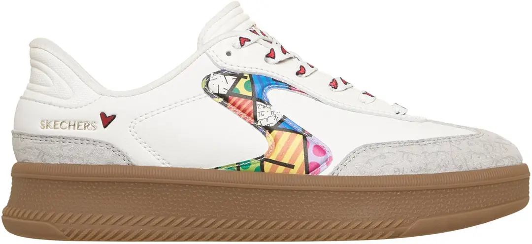 Skechers Dames Hotshot HI Britto Landscape Slip Ins Sneakers White Multi