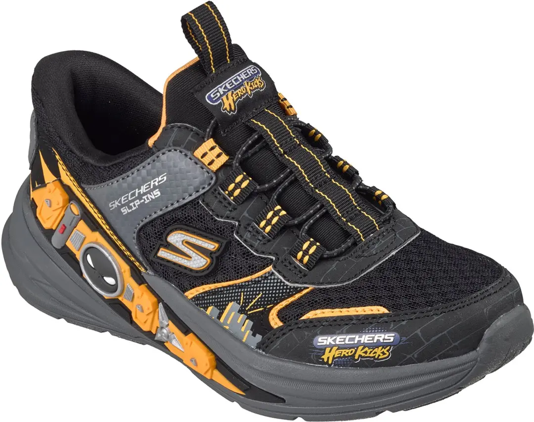 Skechers Jongens HYPER QUEST Slip On Sneakers Hands Free Black Yellow
