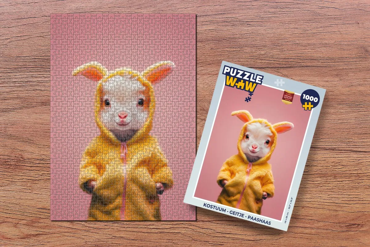 PuzzleWow Geitje Paashaas Legpuzzel 1000 Stuks - Roze