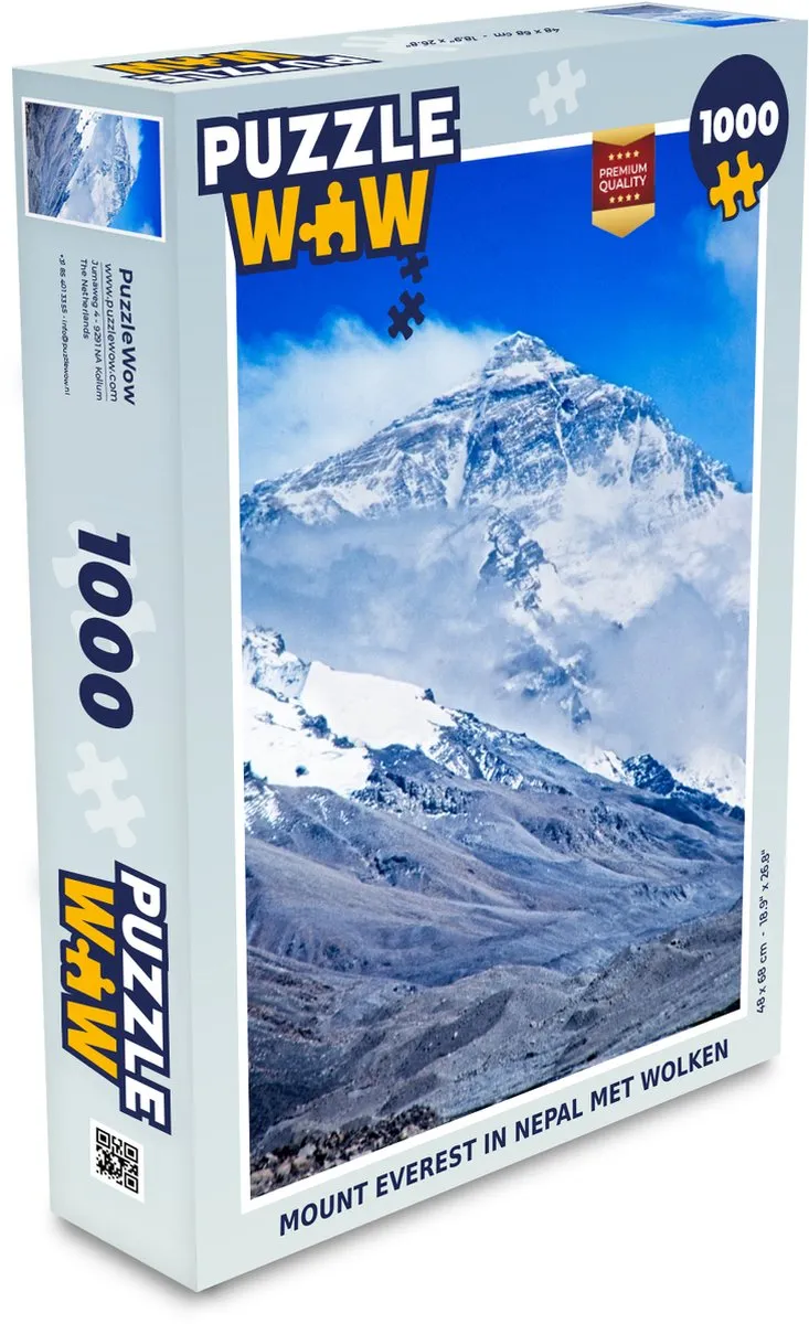 PuzzleWow Mount Everest in Nepal Wolken Legpuzzel 1000 Stuks - Multicolor