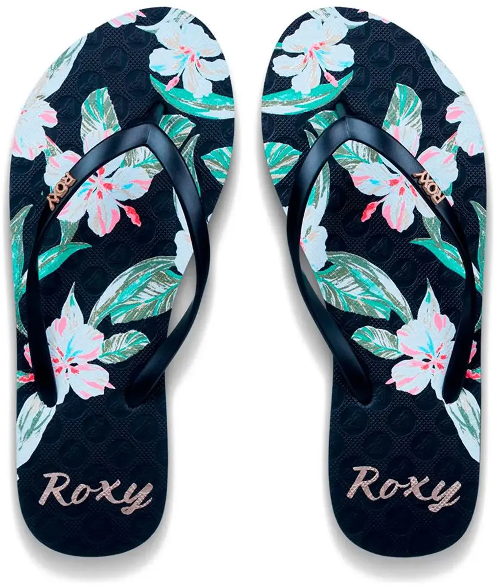 Roxy New Viva Printed Teenslipper - Zwart - afbeelding 3 van 4