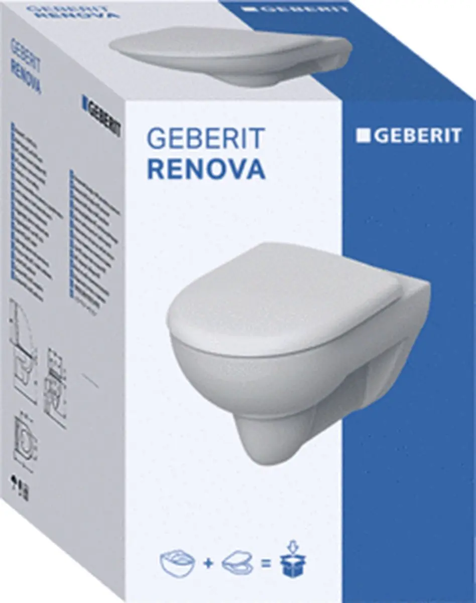 Geberit Renova Wandcloset met spoelrand - Witte zitting - afbeelding 2 van 6