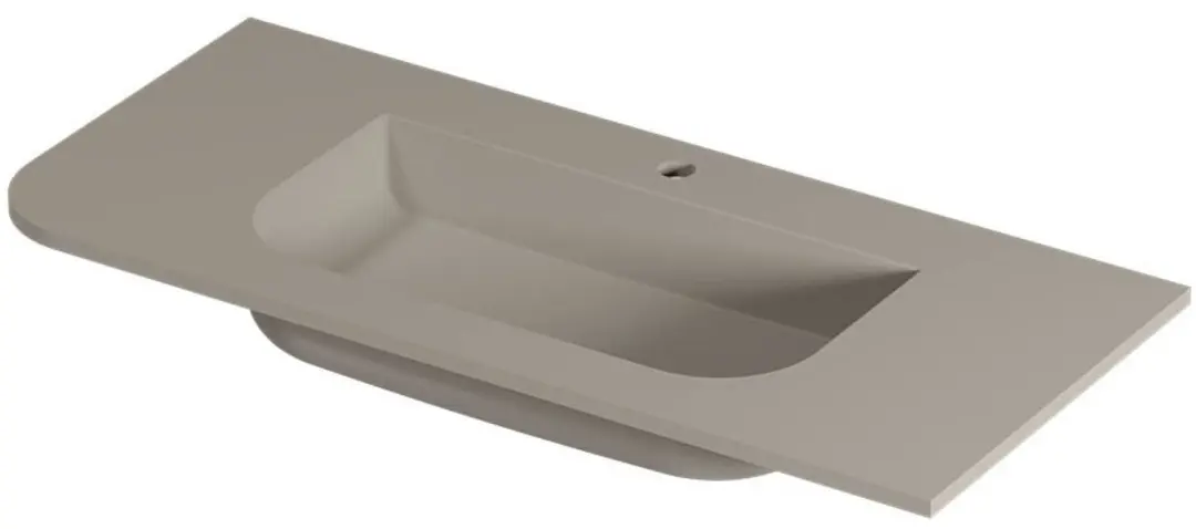 Saqu Olivo wastafel keramiek half afgerond links met 1 kraangat 100x45x1,7cm mat