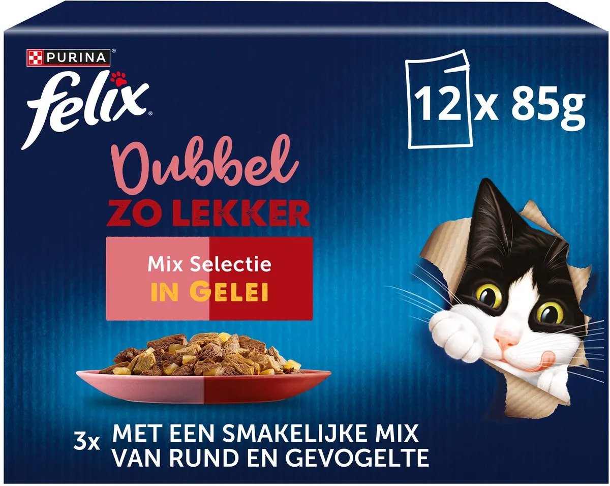Felix Dubbel Zo Lekker in Gelei Kattenvoer - 48 Stuks