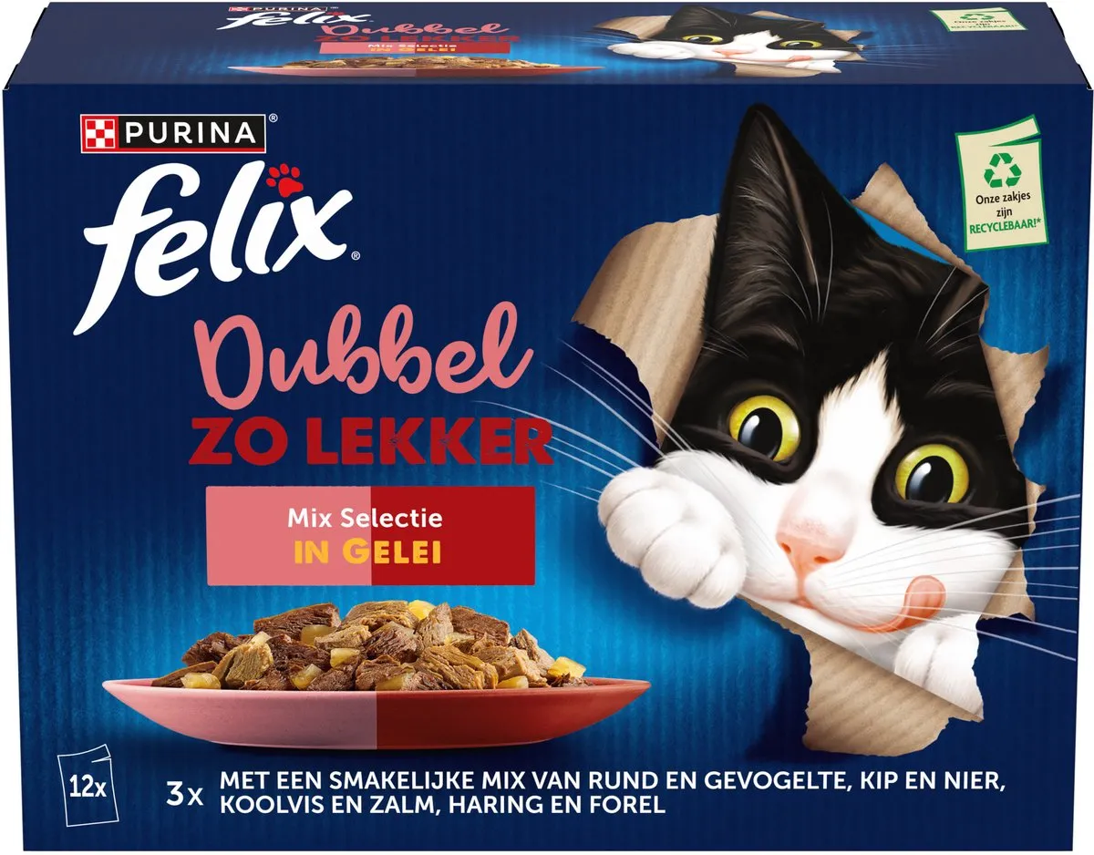Felix Dubbel Zo Lekker in Gelei Kattenvoer - 48 Stuks