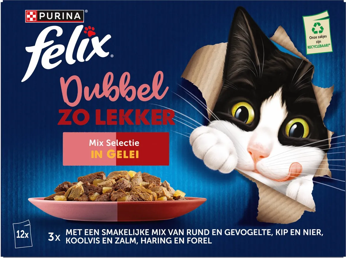 Felix Dubbel Zo Lekker in Gelei Kattenvoer - 48 Stuks
