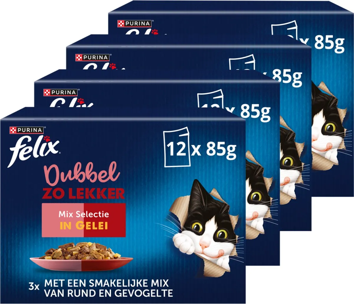 Felix Dubbel Zo Lekker in Gelei Kattenvoer - 48 Stuks