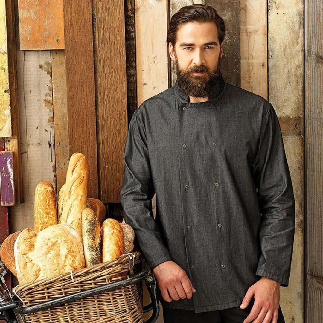 Denim chef's jacket, Kleur Grey Denim, Maat S