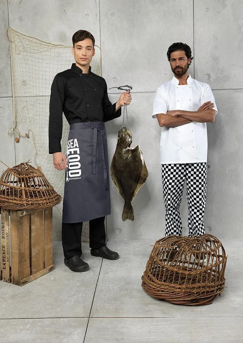 Premier Studded front s/s chef's jacket, Kleur Wit, Maat S