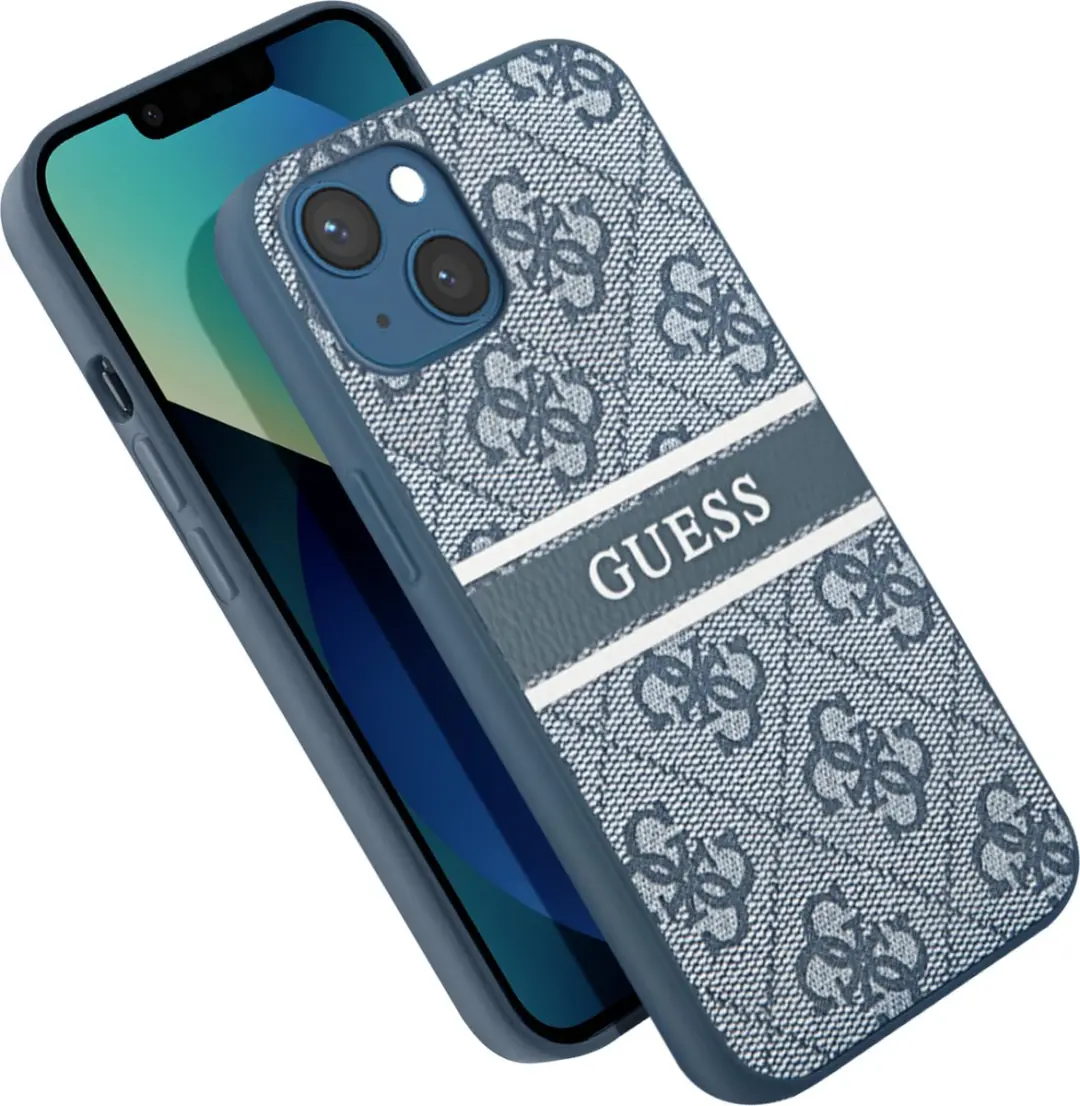 Guess 4G Stripe Logo Backcase hoesje Geschikt Voor iPhone 13 Mini Blauw