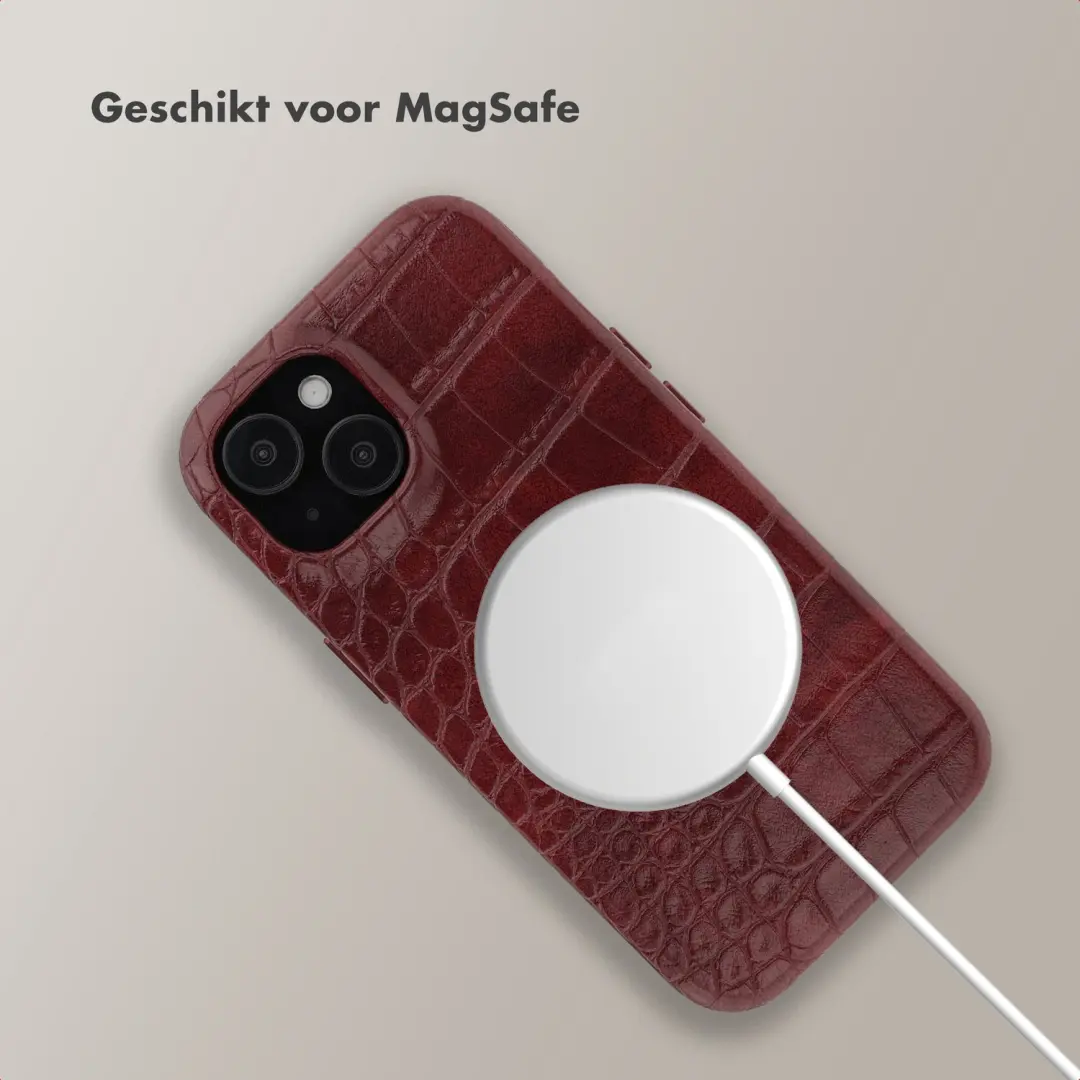 Selencia Croco Backcover iPhone 14/13 - Burgundy - MagSafe - afbeelding 4 van 6