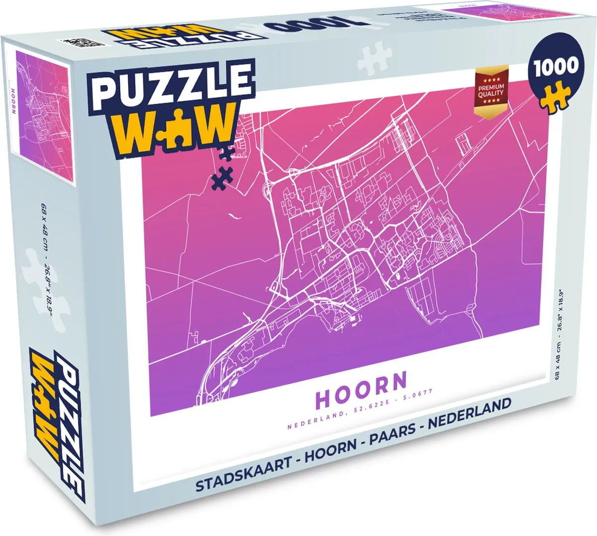 PuzzleWow Stadskaart Hoorn Nederland Legpuzzel 1000 Stuks