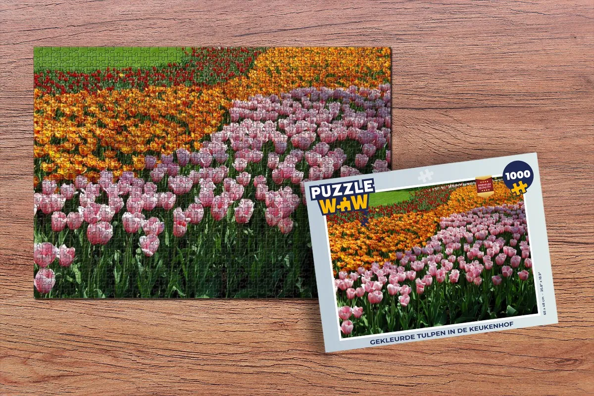 PuzzleWow Legpuzzel 1000 Stuks - Tulpen Keukenhof Multicolor