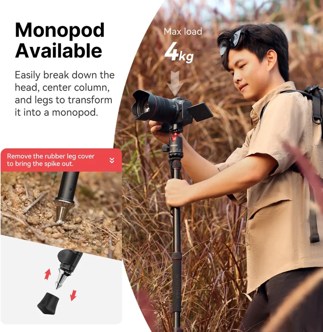 Ulanzi TT31 2-in-1 Statief Monopod - Zwart - afbeelding 4 van 6