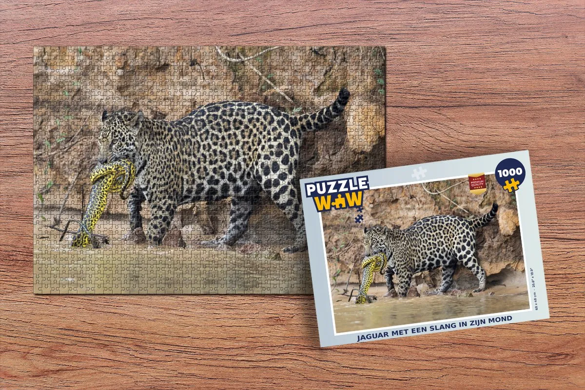 PuzzleWow Jaguar Slang Water Legpuzzel 1000 Stuks - Multicolor