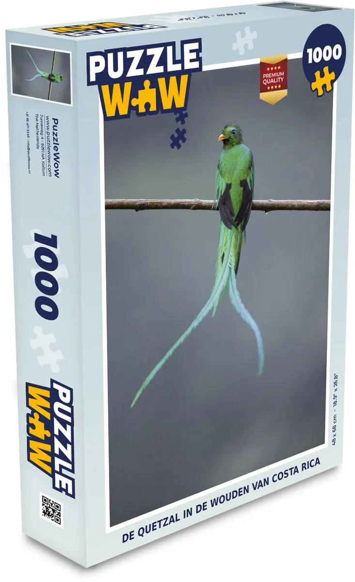 PuzzleWow De quetzal in de wouden van Costa Rica Legpuzzel 1000 Stuks - Multicolor