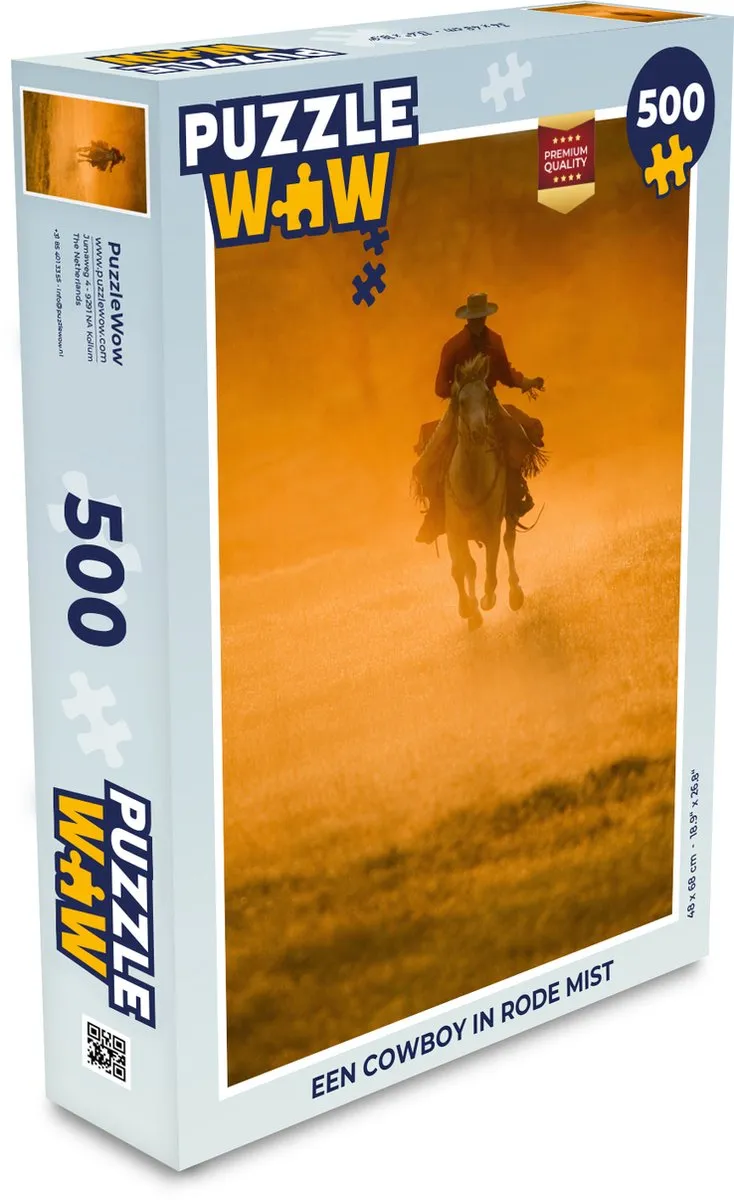 PuzzleWow Legpuzzel Een cowboy in rode mist 500 Stuks - Multicolor