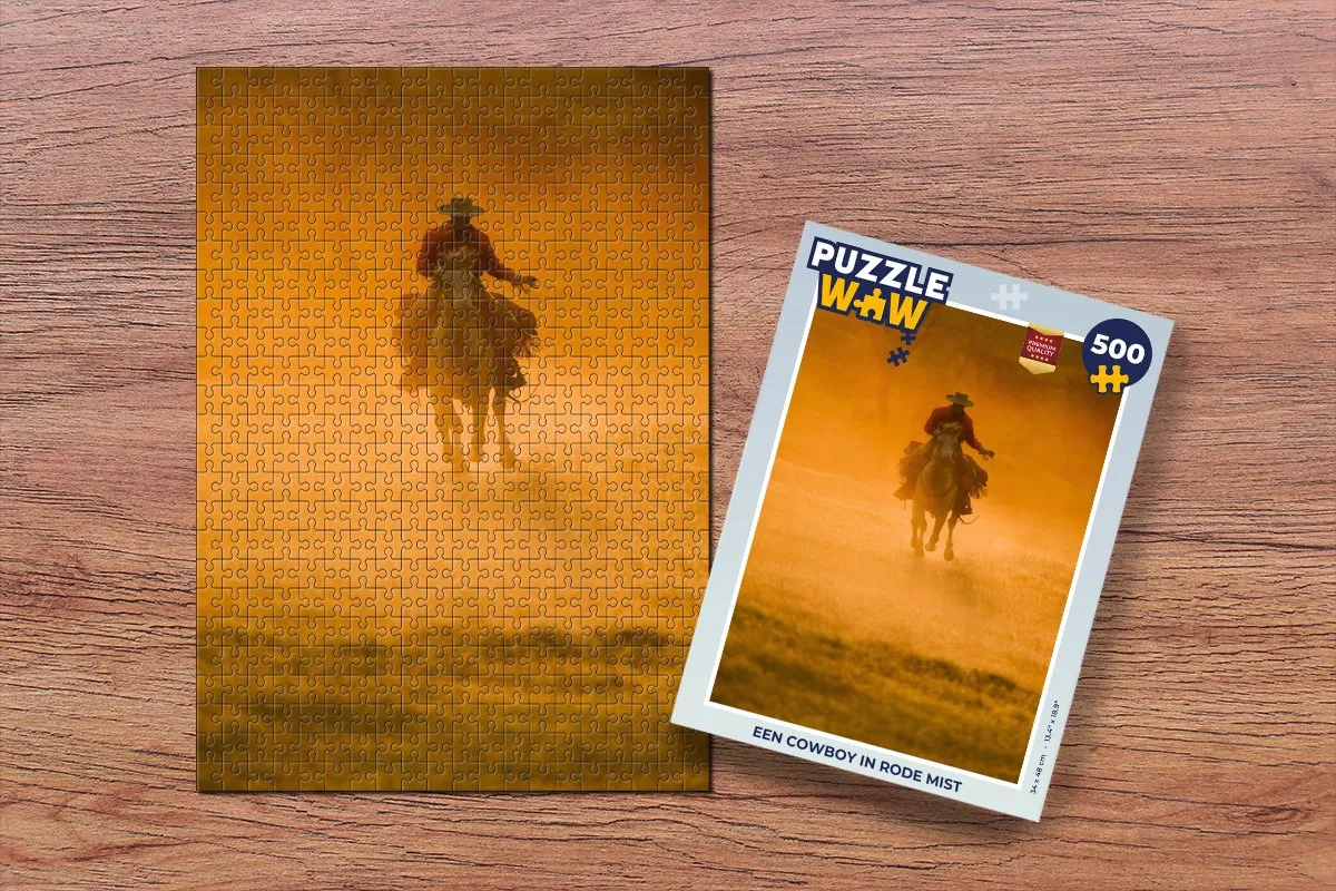 PuzzleWow Legpuzzel Een cowboy in rode mist 500 Stuks