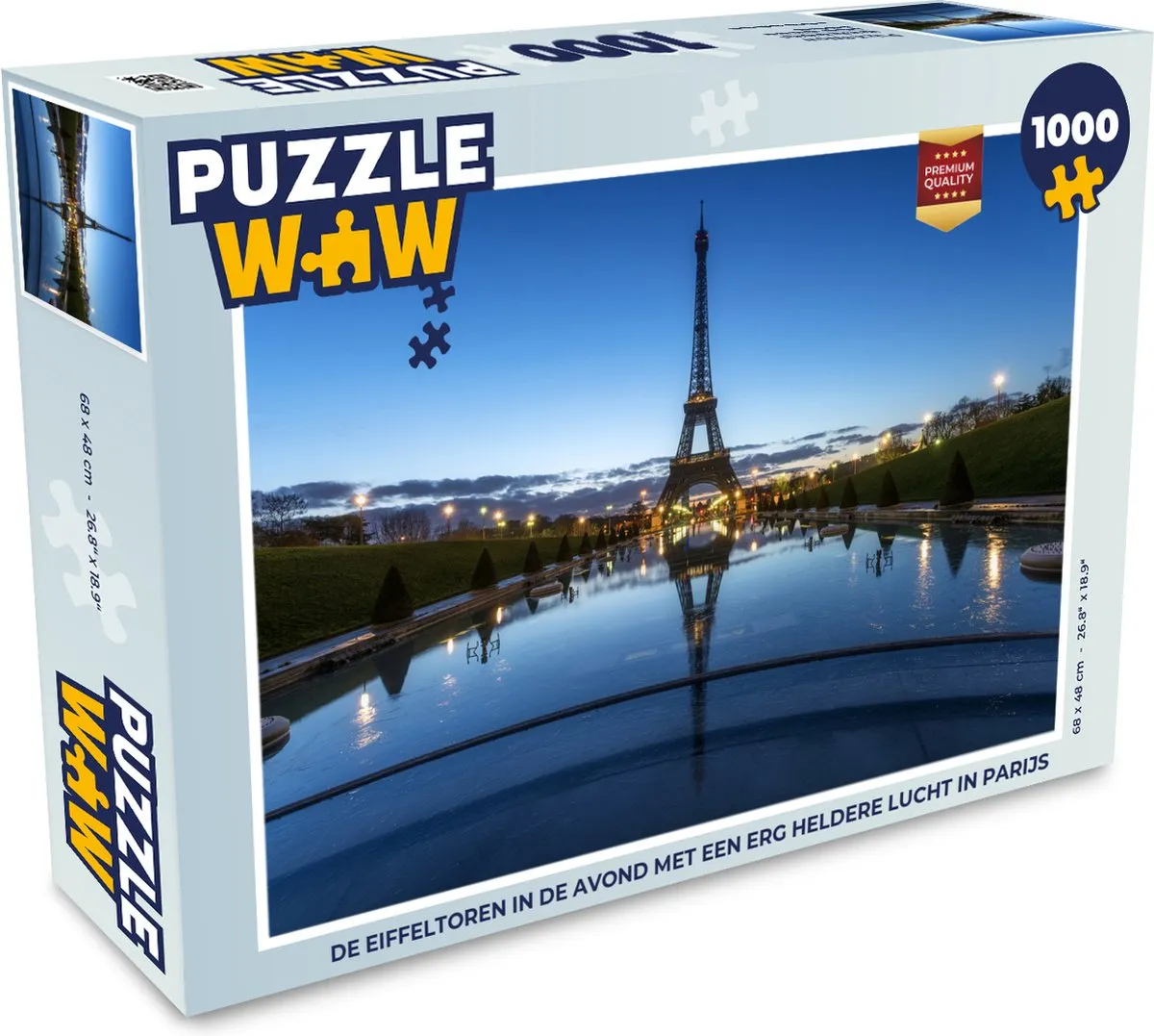 PuzzleWow Legpuzzel De Eiffeltoren Avond Parijs 1000 Stuks