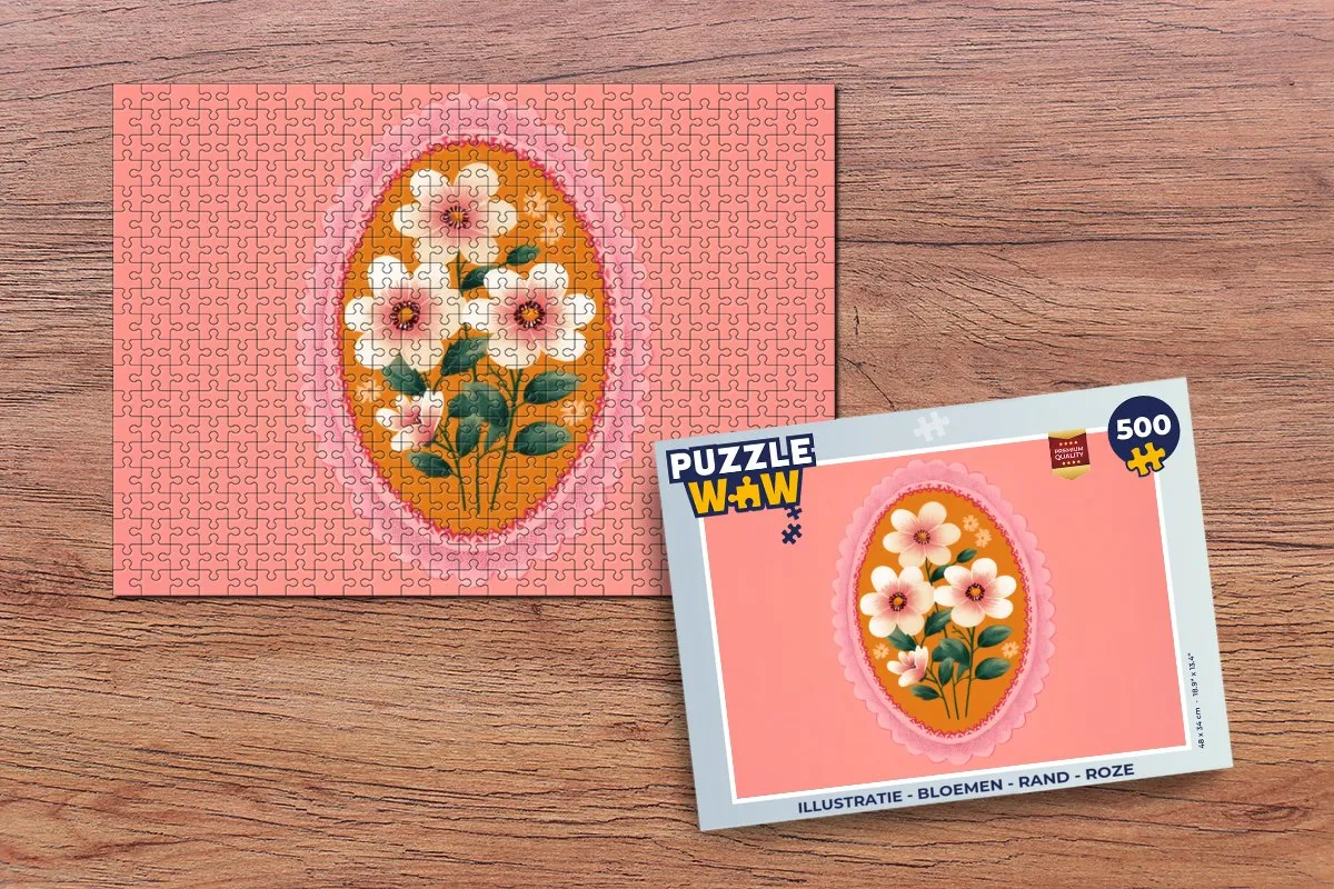 PuzzleWow Bloemen Legpuzzel 500 Stuks - Roze Illustratie
