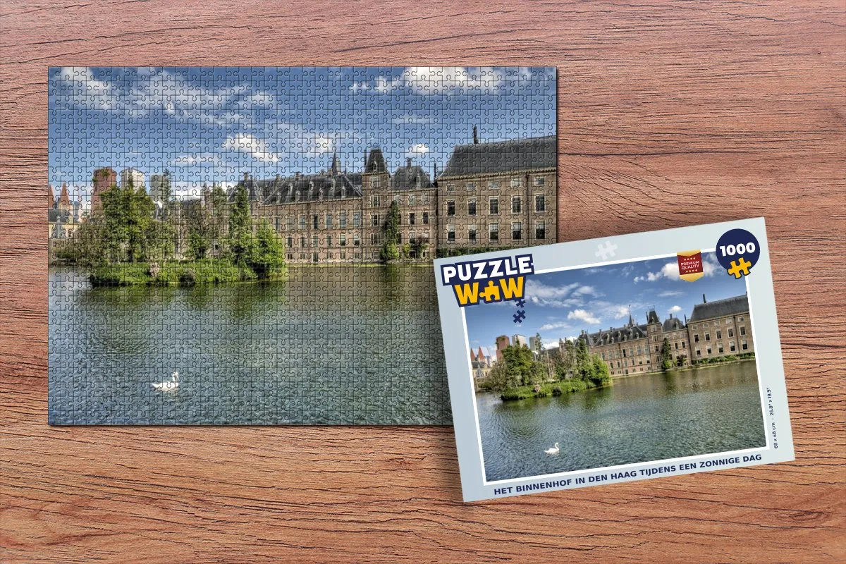 PuzzleWow Den Haag Vijver Zwaan Legpuzzel 1000 Stuks - Multicolor